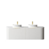 Bondi 1500mm Satin White Fluted Wall Hung Curve Cabinet — detail 2