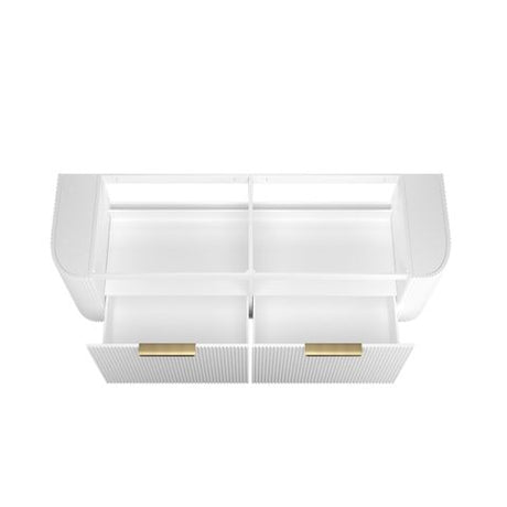 Bondi 1500mm Satin White Fluted Wall Hung Curve Cabinet — detail 3