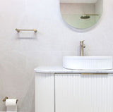 Bondi 1500mm Satin White Fluted Wall Hung Curve Cabinet — detail 7