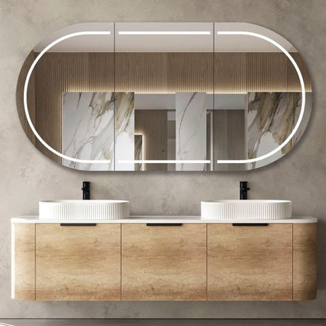 Bondi 1800mm Natural Oak Wall Hung Curve Cabinet — detail 3