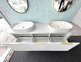 Bondi 1800mm Satin White Fluted Wall Hung Curve Cabinet — detail 3