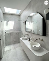 Bondi 1800mm Satin White Fluted Wall Hung Curve Cabinet — detail 6