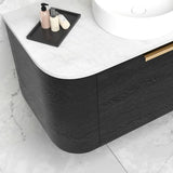 Bondi 600mm Black Oak Wall Hung Curve Cabinet Only — detail 3