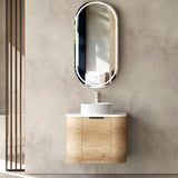 Bondi 600mm Natural Oak Wall Hung Curve Cabinet Only