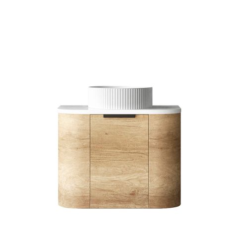 Bondi 600mm Natural Oak Wall Hung Curve Cabinet Only — detail 2