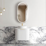 Bondi 600mm Satin White Fluted Wall Hung Curve Cabinet Only