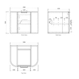 Bondi 600mm Satin White Fluted Wall Hung Curve Cabinet Only — detail 3