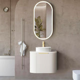 Bondi 600mm Satin White Fluted Wall Hung Curve Cabinet Only — detail 4