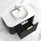 Bondi 750mm Black Oak Wall Hung Curve Cabinet Only — detail 4