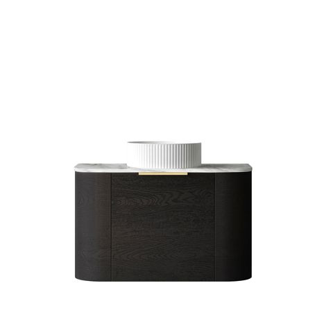 Bondi 750mm Black Oak Wall Hung Curve Cabinet Only — detail 6