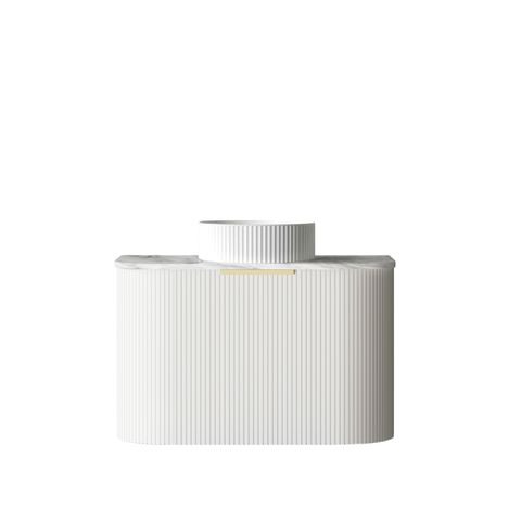 Bondi 750mm Satin White Fluted Wall Hung Curve Cabinet Only — detail 5