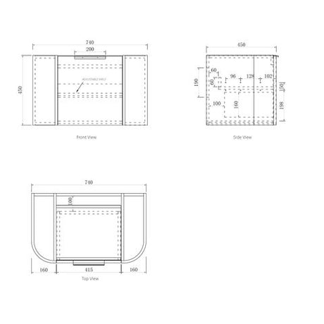 Bondi 750mm Satin White Fluted Wall Hung Curve Cabinet Only — detail 6
