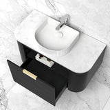 Bondi 900mm Black Oak Wall Hung Curve Cabinet Only — detail 2
