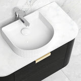 Bondi 900mm Black Oak Wall Hung Curve Cabinet Only — detail 3