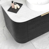 Bondi 900mm Black Oak Wall Hung Curve Cabinet Only — detail 4