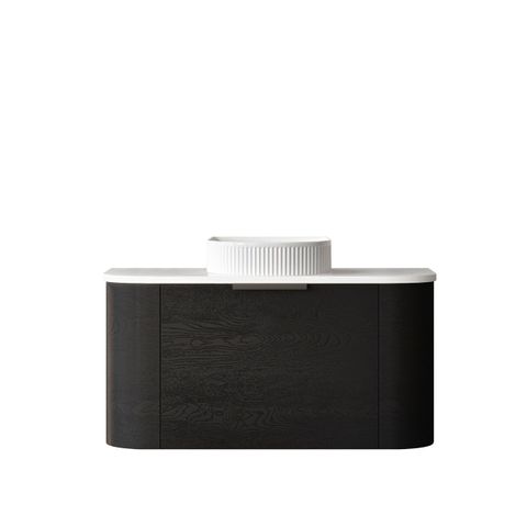 Bondi 900mm Black Oak Wall Hung Curve Cabinet Only — detail 5