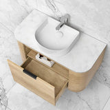 Bondi 900mm Natural Oak Wall Hung Curve Cabinet Only — detail 2