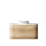 Bondi 900mm Natural Oak Wall Hung Curve Cabinet Only — detail 3