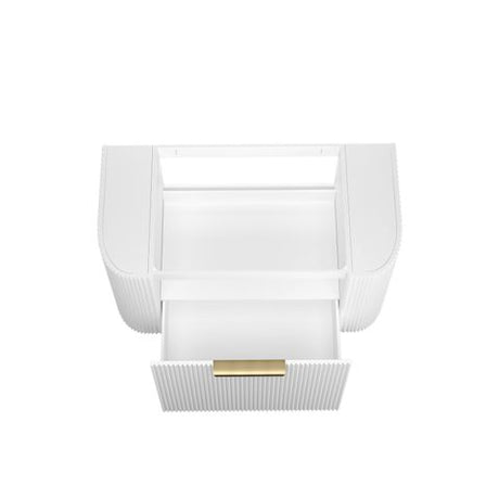 Bondi 900mm Satin White Fluted Wall Hung Curve Cabinet Only — detail 6