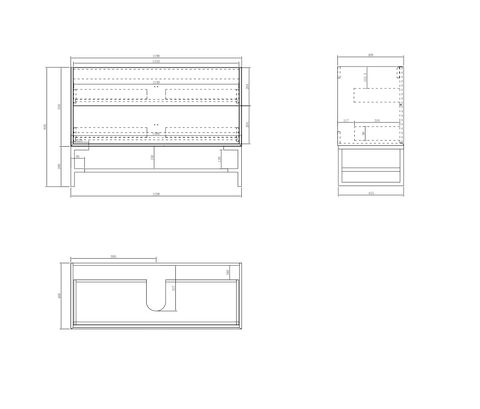 Boston 1200mm Light Grey Wall Hung Cabinet Only — detail 2