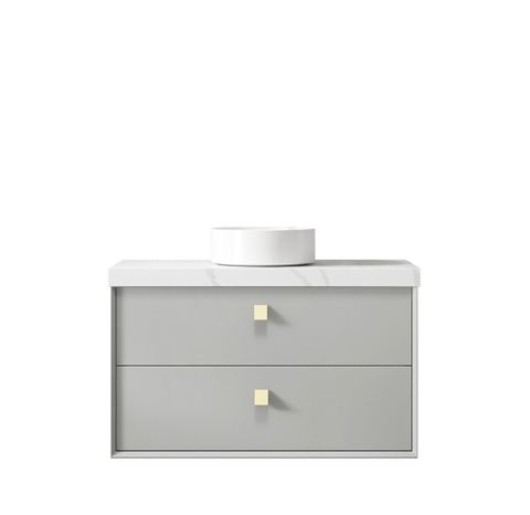 Boston 900mm Light Grey Wall Hung Cabinet Only — detail 3