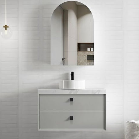 Boston 900mm Light Grey Wall Hung Cabinet Only — detail 4
