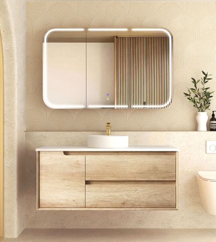 Byron 1200mm Natural Oak Wall Hung Cabinet Only — detail 2