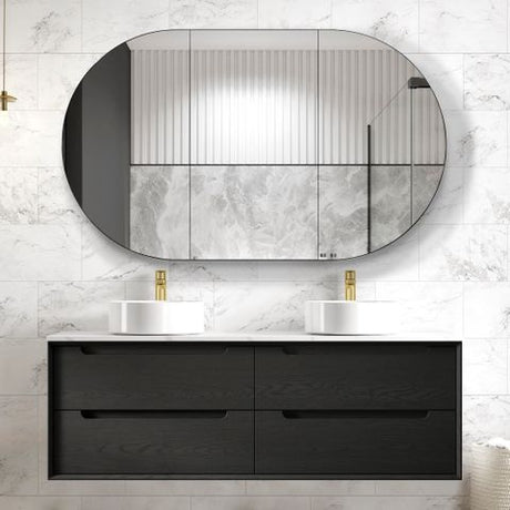Byron 1500mm Black Oak Wall Hung Cabinet Only — detail 2