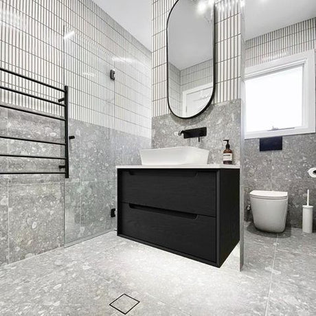 Byron 750mm Black Oak Wall Hung Cabinet Only — detail 2
