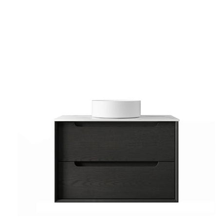 Byron 750mm Black Oak Wall Hung Cabinet Only — detail 3