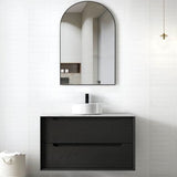 Byron 900mm Black Oak Wall Hung Cabinet Only — detail 2