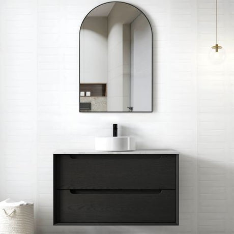Byron 900mm Black Oak Wall Hung Cabinet Only — detail 2