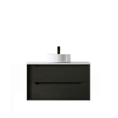 Byron 900mm Black Oak Wall Hung Cabinet Only — detail 3