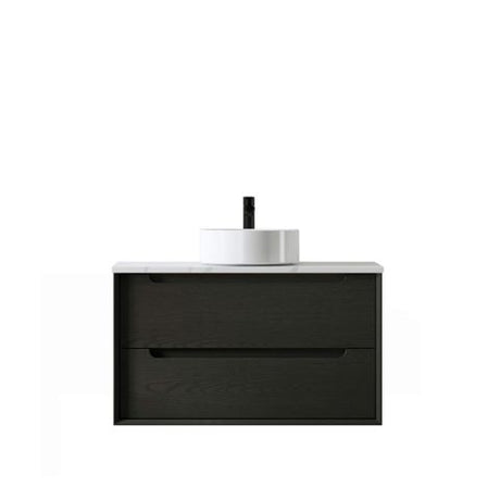 Byron 900mm Black Oak Wall Hung Cabinet Only — detail 3