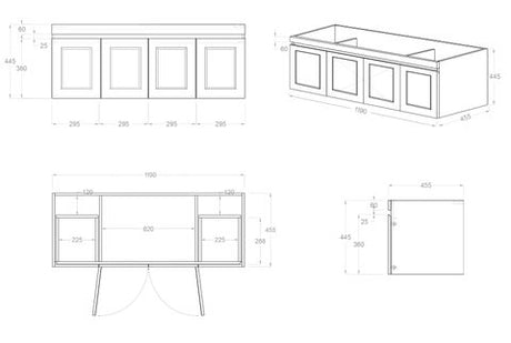 Hampton Mark II 1200mm Satin White Wall Hung Cabinet Only — detail 2
