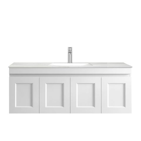 Hampton Mark II 1200mm Satin White Wall Hung Cabinet Only — detail 4