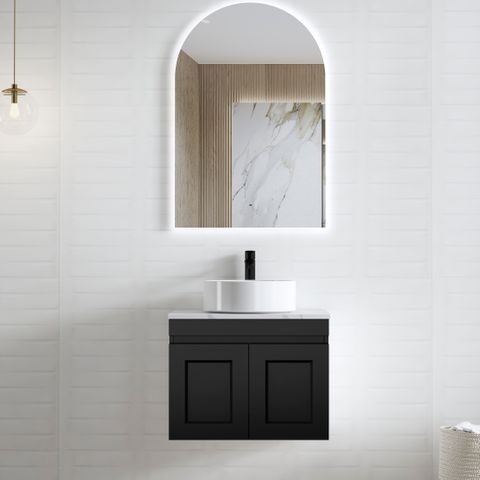 Hampton Mark II 600mm Satin Black Wall Hung Cabinet Only — detail 4