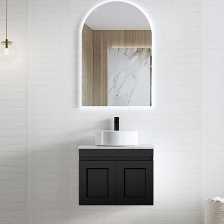 Hampton Mark II 600mm Satin Black Wall Hung Cabinet Only — detail 4