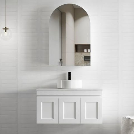 Hampton Mark II 900mm Satin White Wall Hung Cabinet Only