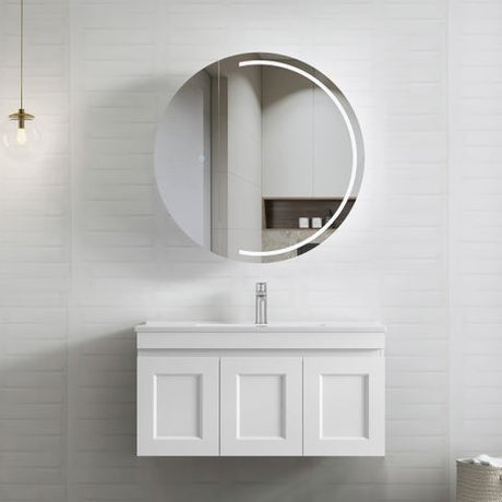 Hampton Mark II 900mm Satin White Wall Hung Cabinet Only — detail 3