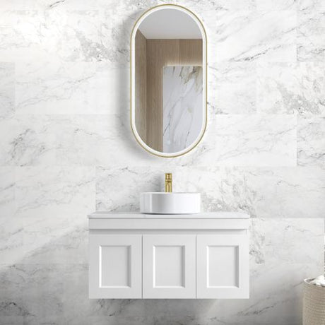 Hampton Mark II 900mm Satin White Wall Hung Cabinet Only — detail 4