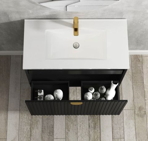 Marlo 600mm Matte Black Wall Hung Cabinet Only — detail 2