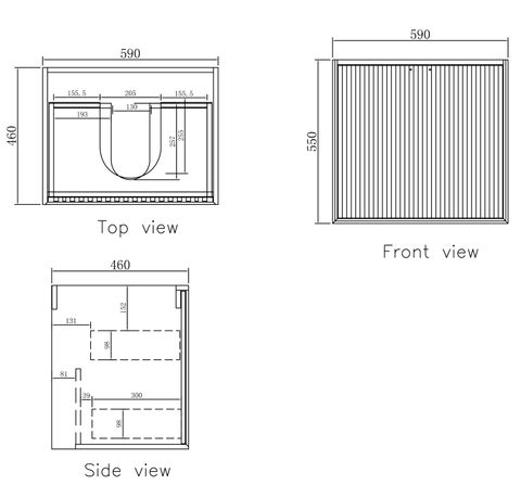 Marlo 600mm Matte Black Wall Hung Cabinet Only — detail 3
