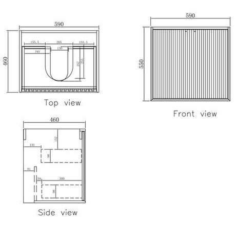 Marlo 600mm Matte Black Wall Hung Cabinet Only — detail 3