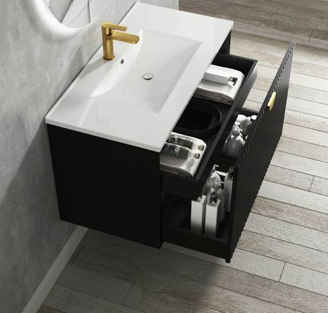 Marlo 750mm Matte Black Wall Hung Cabinet Only — detail 2