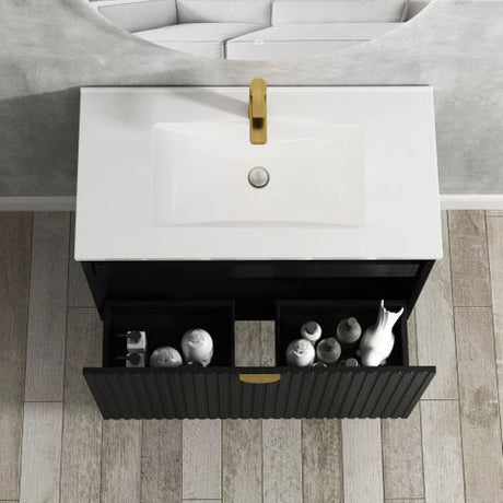 Marlo 750mm Matte Black Wall Hung Cabinet Only — detail 3