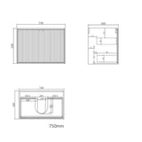 Marlo 750mm Matte Black Wall Hung Cabinet Only — detail 4