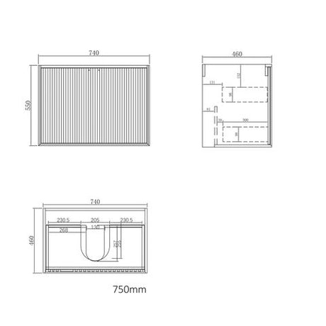 Marlo 750mm Matte Black Wall Hung Cabinet Only — detail 4