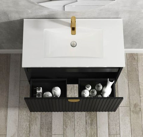 Marlo 900mm Matte Black Wall Hung Cabinet Only — detail 2