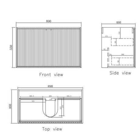 Marlo 900mm Matte Black Wall Hung Cabinet Only — detail 4